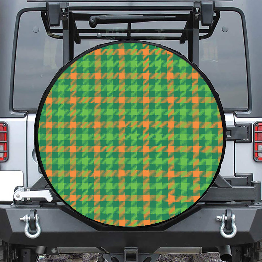 Irish Buffalo Check Pattern Print Leather Spare Tire Cover