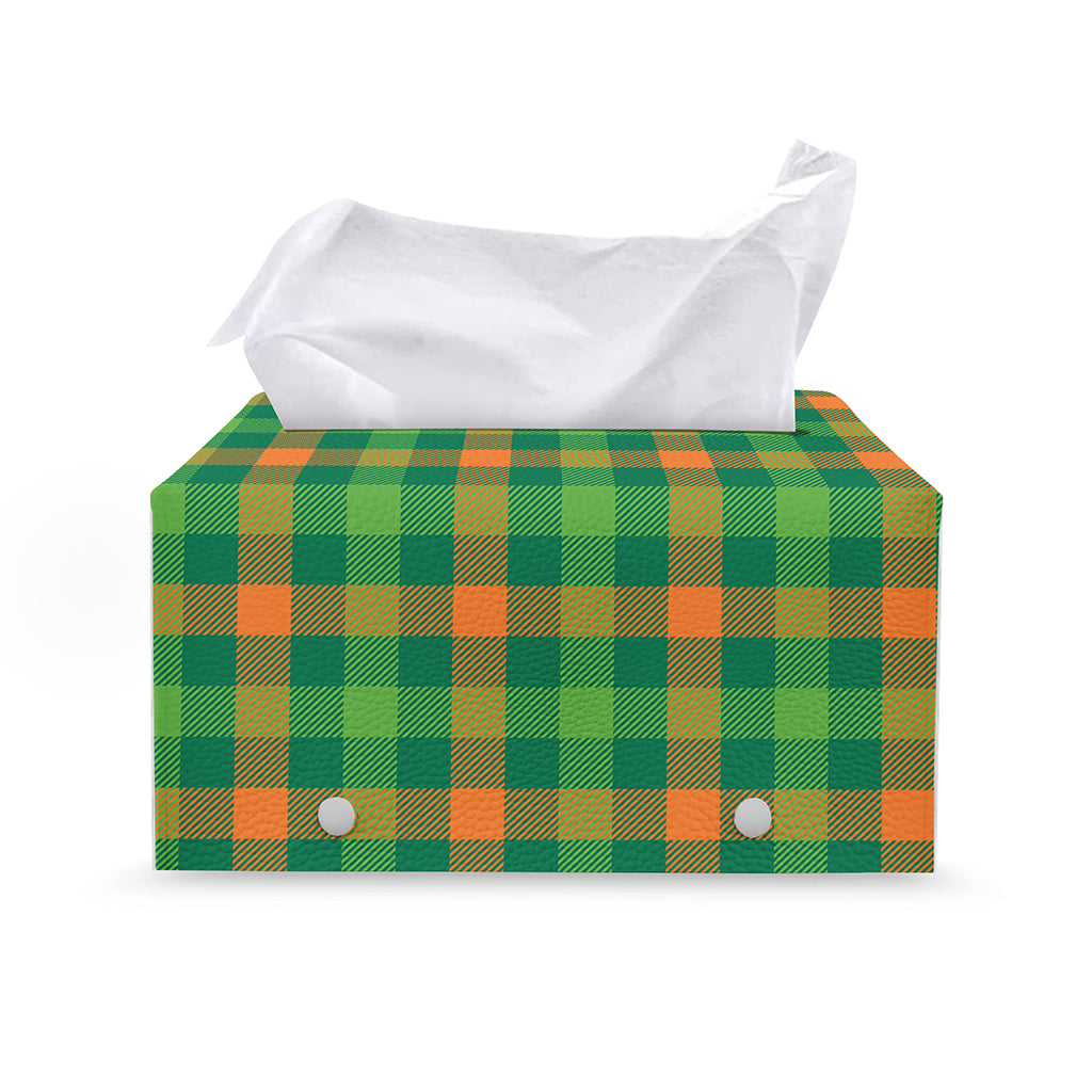 Irish Buffalo Check Pattern Print Leather Tissue Box Cover