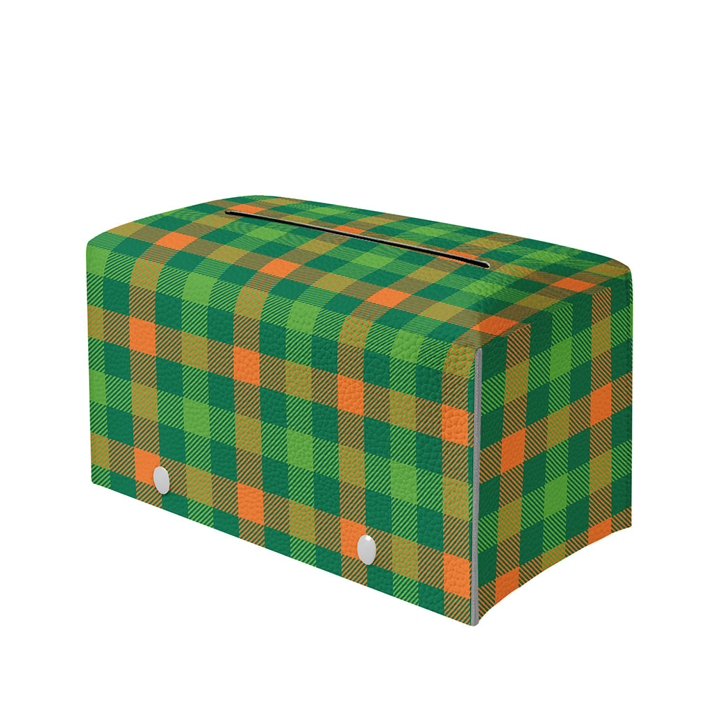 Irish Buffalo Check Pattern Print Leather Tissue Box Cover
