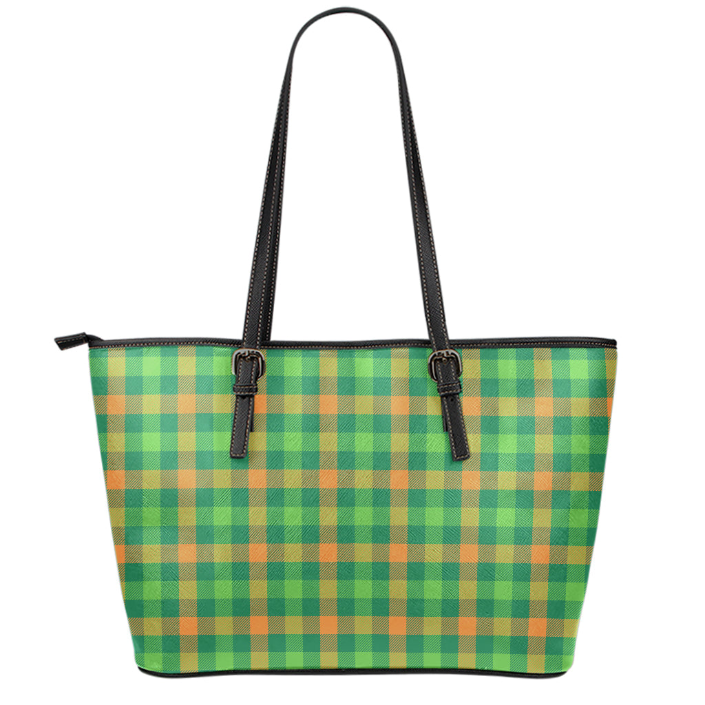 Irish Buffalo Check Pattern Print Leather Tote Bag