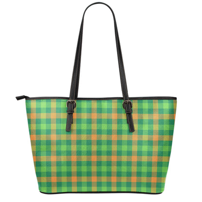 Irish Buffalo Check Pattern Print Leather Tote Bag