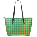 Irish Buffalo Check Pattern Print Leather Tote Bag
