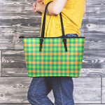 Irish Buffalo Check Pattern Print Leather Tote Bag