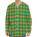 Irish Buffalo Check Pattern Print Long Sleeve Baseball Jersey