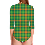 Irish Buffalo Check Pattern Print Long Sleeve Swimsuit