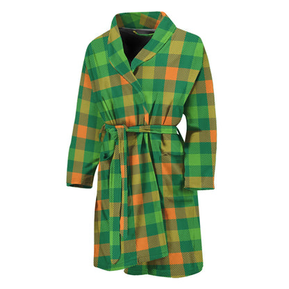 Irish Buffalo Check Pattern Print Men's Bathrobe