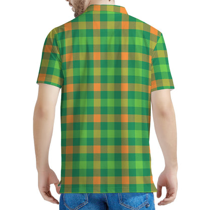 Irish Buffalo Check Pattern Print Men's Polo Shirt