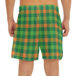 Irish Buffalo Check Pattern Print Men's Split Running Shorts