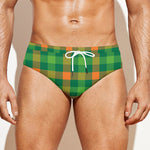 Irish Buffalo Check Pattern Print Men's Swim Briefs