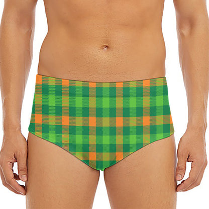 Irish Buffalo Check Pattern Print Men's Triangle Swim Briefs