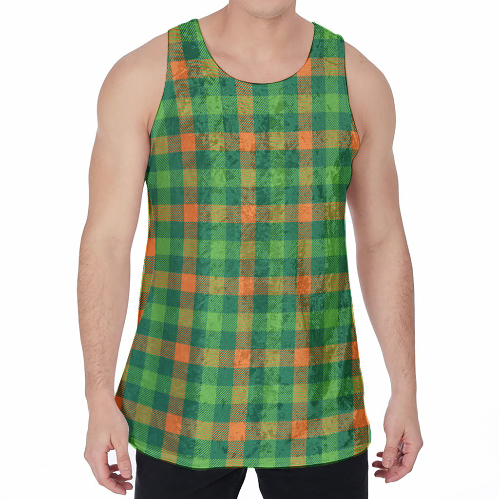 Irish Buffalo Check Pattern Print Men's Velvet Tank Top