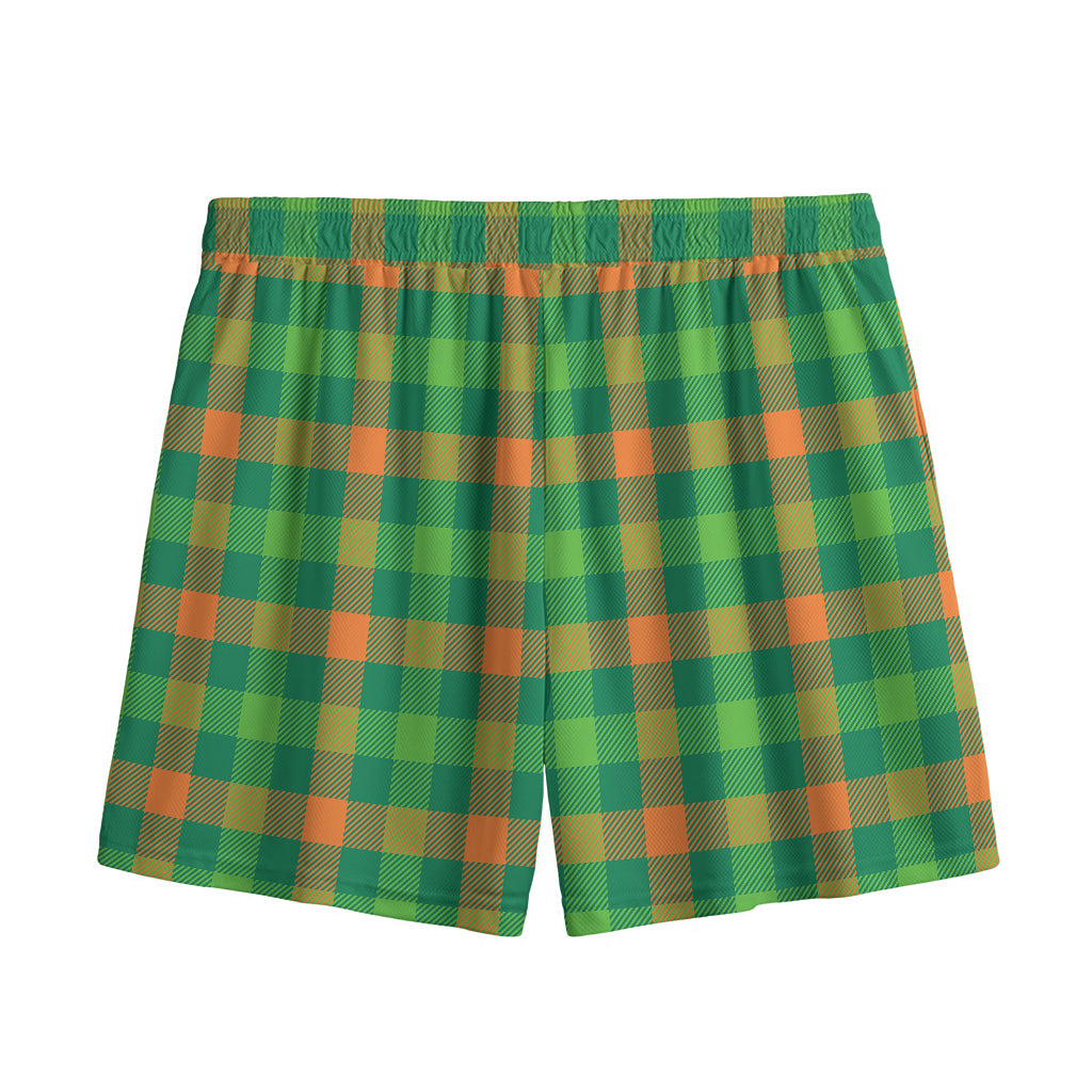 Irish Buffalo Check Pattern Print Mesh Shorts