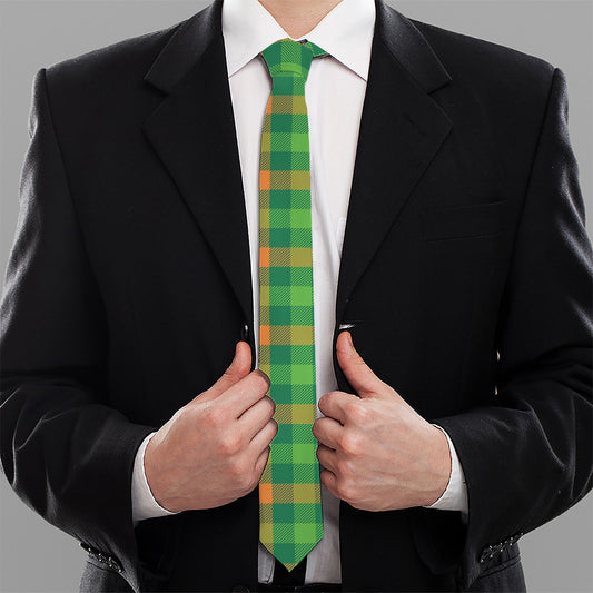 Irish Buffalo Check Pattern Print Necktie