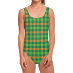 Irish Buffalo Check Pattern Print One Piece Swimsuit
