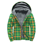 Irish Buffalo Check Pattern Print Sherpa Lined Zip Up Hoodie