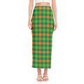 Irish Buffalo Check Pattern Print Side Slit Maxi Skirt