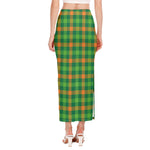 Irish Buffalo Check Pattern Print Side Slit Maxi Skirt