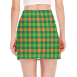 Irish Buffalo Check Pattern Print Side Slit Mini Skirt