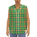 Irish Buffalo Check Pattern Print Sleeveless Baseball Jersey