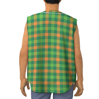 Irish Buffalo Check Pattern Print Sleeveless Baseball Jersey