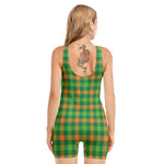 Irish Buffalo Check Pattern Print Sleeveless One Piece Swimsuit