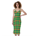 Irish Buffalo Check Pattern Print Slim Fit Midi Cami Dress