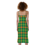 Irish Buffalo Check Pattern Print Slim Fit Midi Cami Dress