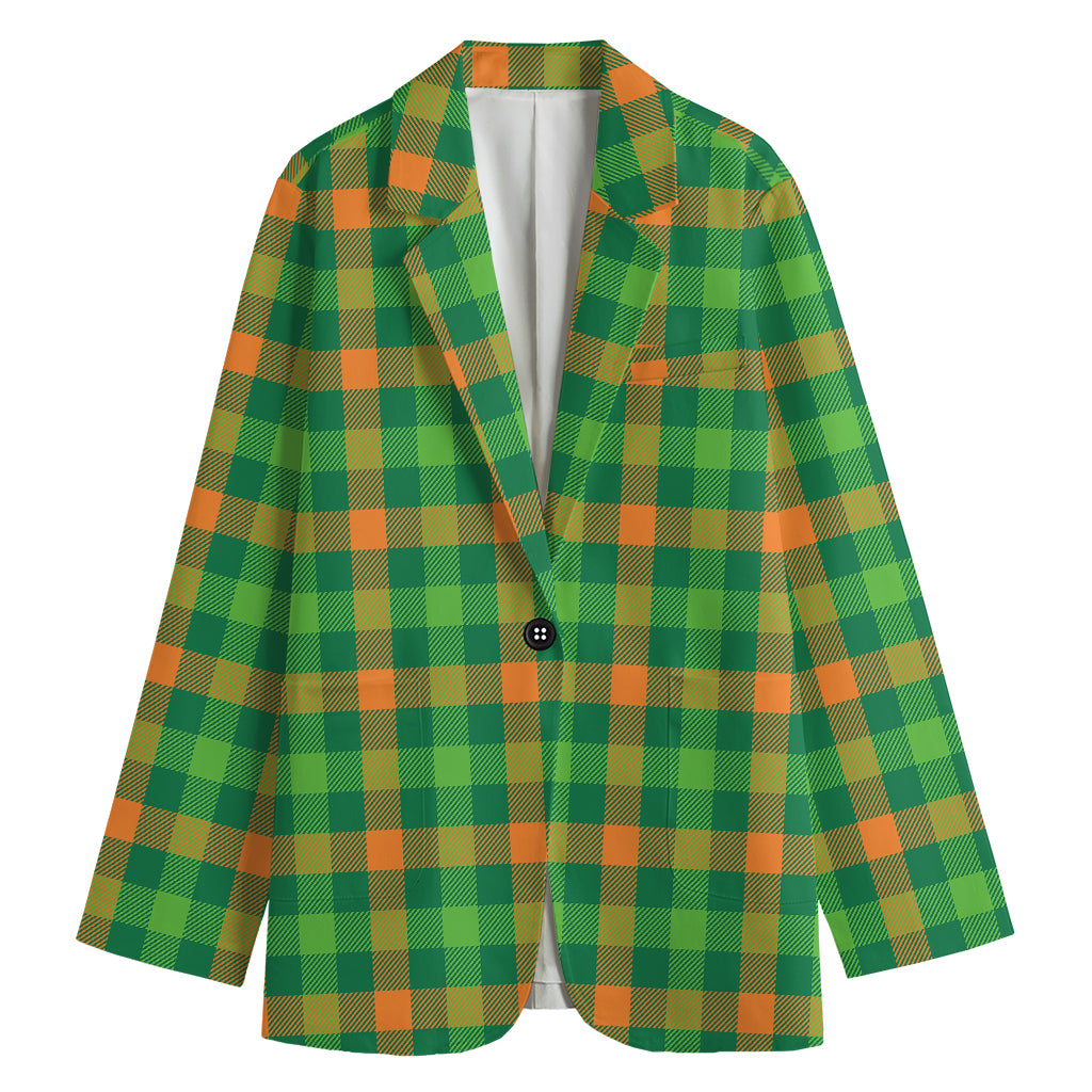 Irish Buffalo Check Pattern Print Women's Blazer