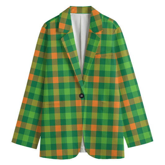 Irish Buffalo Check Pattern Print Women's Blazer