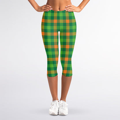Irish Buffalo Check Pattern Print Women's Capri Leggings