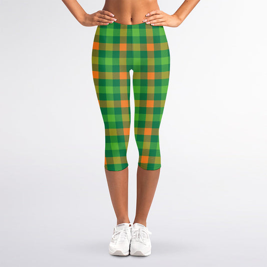 Irish Buffalo Check Pattern Print Women's Capri Leggings