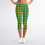 Irish Buffalo Check Pattern Print Women's Capri Leggings