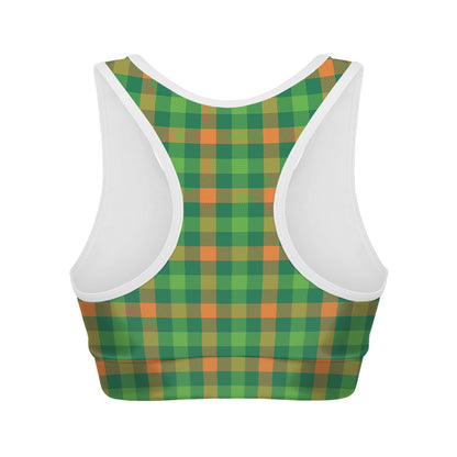 Irish Buffalo Check Pattern Print Women's Sports Bra