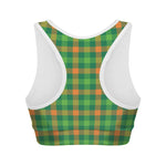 Irish Buffalo Check Pattern Print Women's Sports Bra