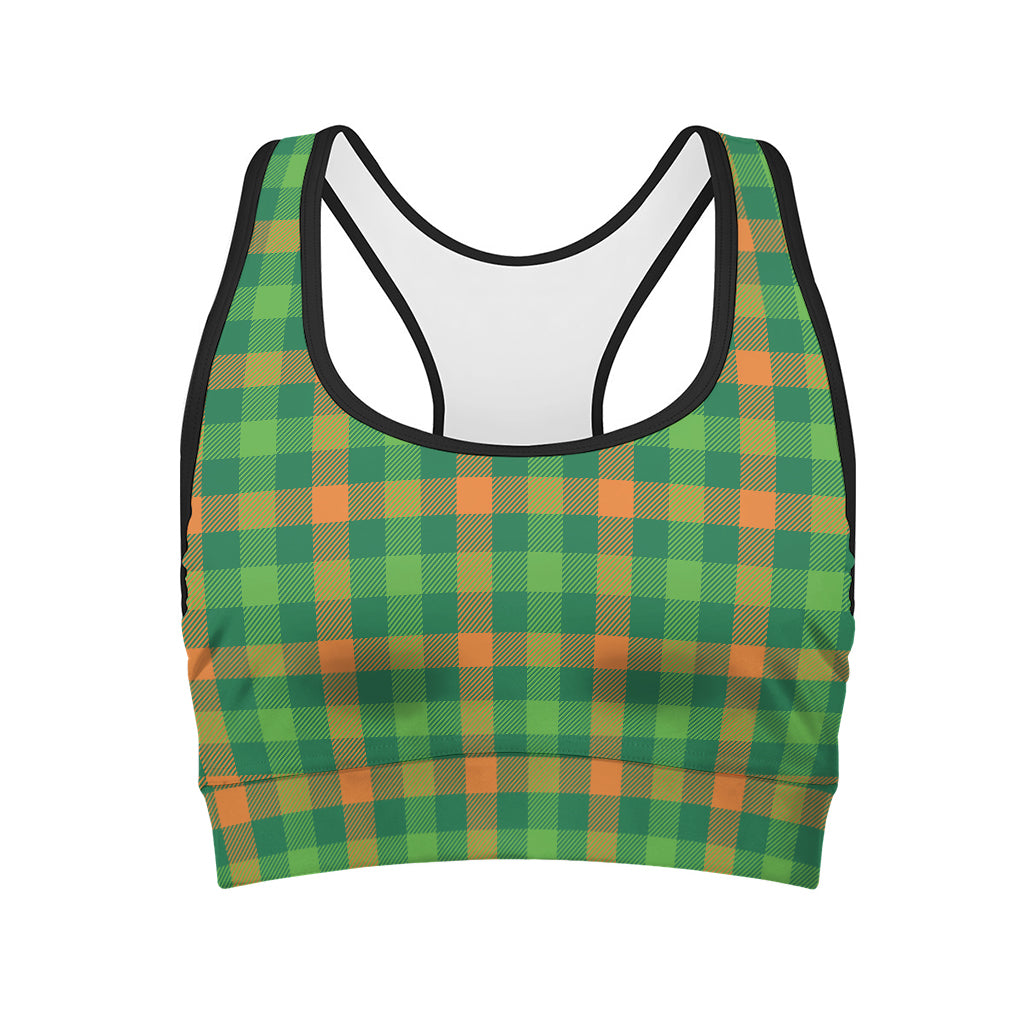 Irish Buffalo Check Pattern Print Women's Sports Bra
