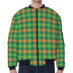 Irish Buffalo Check Pattern Print Zip Sleeve Bomber Jacket