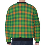 Irish Buffalo Check Pattern Print Zip Sleeve Bomber Jacket