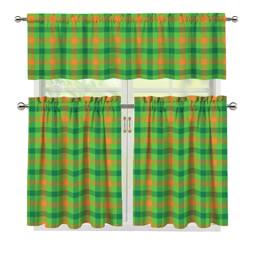 Irish Buffalo Plaid Pattern Print 3 Piece Kitchen Curtains