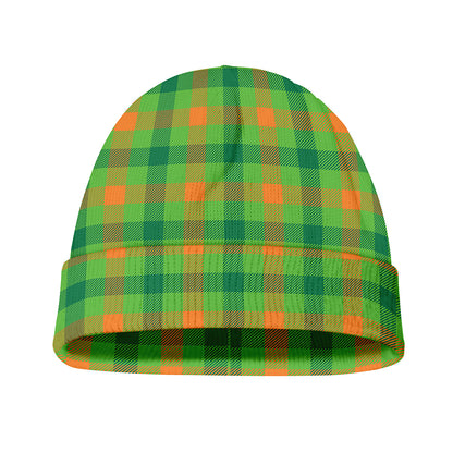 Irish Buffalo Plaid Pattern Print Beanie