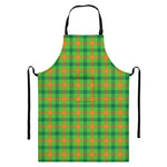 Irish Buffalo Plaid Pattern Print Bib Apron With Pocket