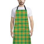 Irish Buffalo Plaid Pattern Print Bib Apron With Pocket