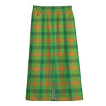 Irish Buffalo Plaid Pattern Print Cotton Front Slit Maxi Skirt