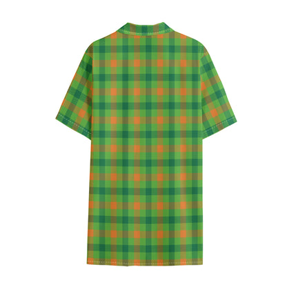 Irish Buffalo Plaid Pattern Print Cotton Hawaiian Shirt