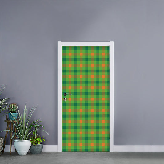 Irish Buffalo Plaid Pattern Print Door Sticker