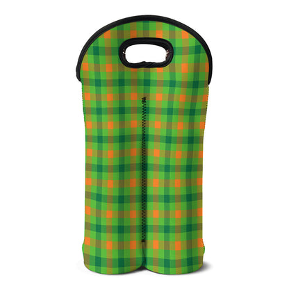 Irish Buffalo Plaid Pattern Print Double Neoprene Wine Tote