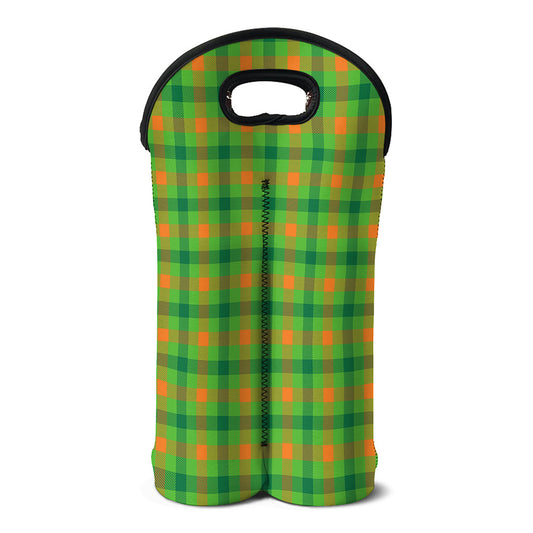 Irish Buffalo Plaid Pattern Print Double Neoprene Wine Tote