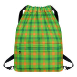 Irish Buffalo Plaid Pattern Print Drawstring Backpack