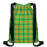 Irish Buffalo Plaid Pattern Print Drawstring Backpack