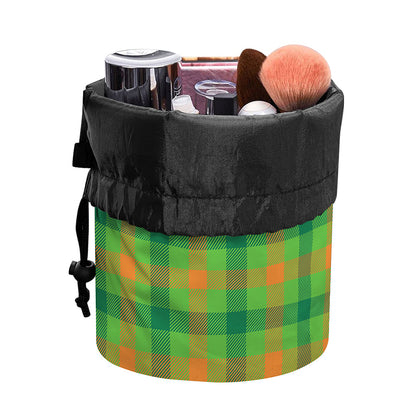 Irish Buffalo Plaid Pattern Print Drawstring Makeup Bag