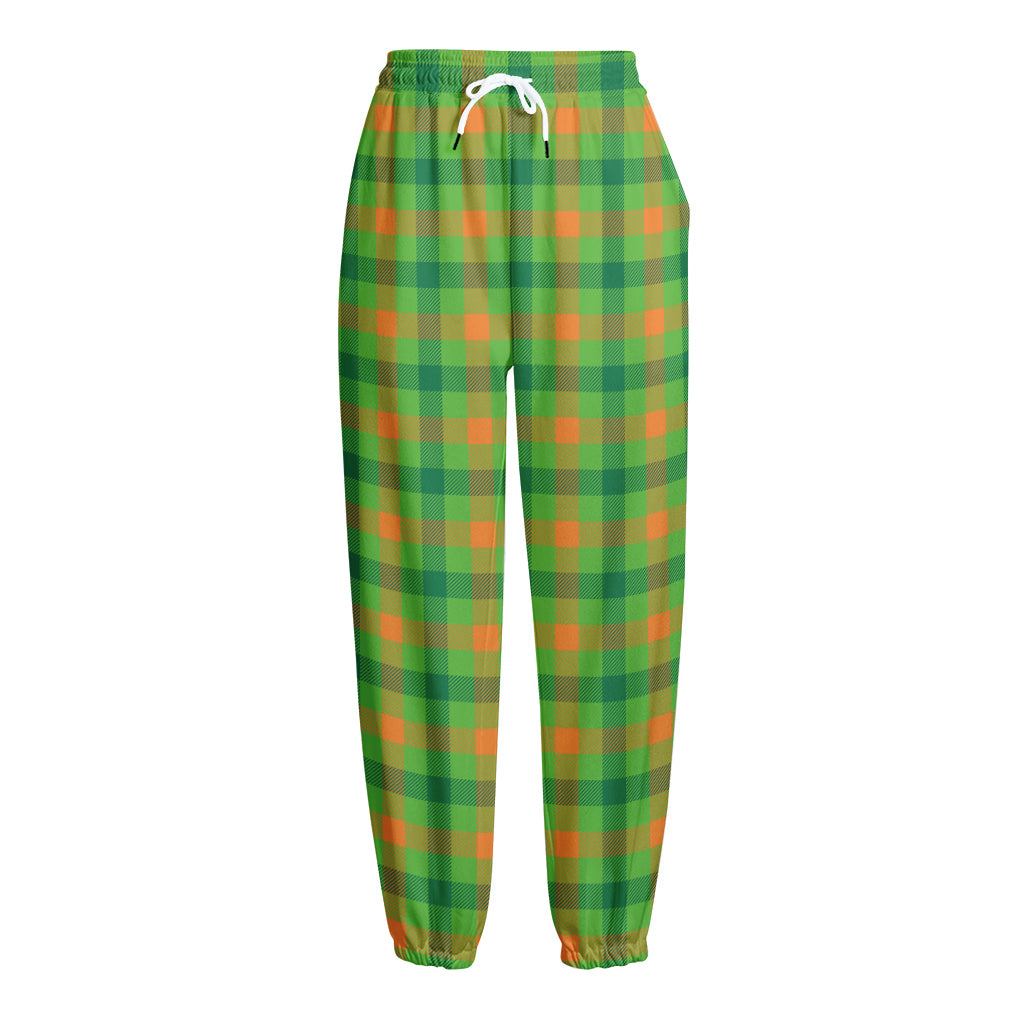 Irish Buffalo Plaid Pattern Print Fleece Lined Knit Pants
